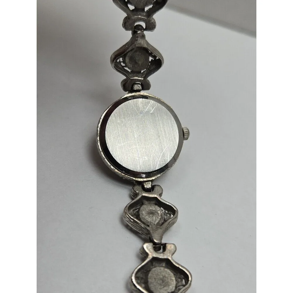 Cassani Womens Hidden Dial Bracelet Watch Black Silver Tone Quartz New Battery